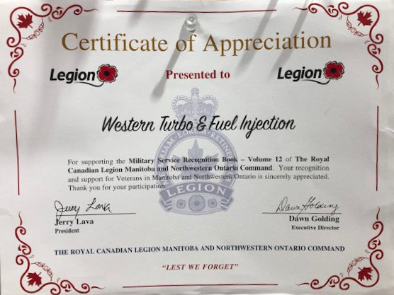 Western Turbo Supports the Royal Canadian Legion